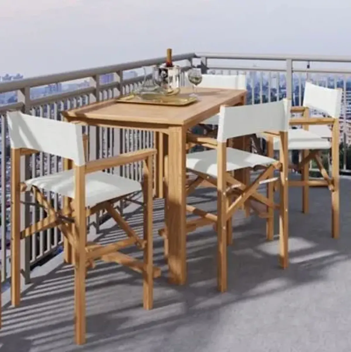 Director 5-Piece Counter Height Teak Outdoor Dining Set