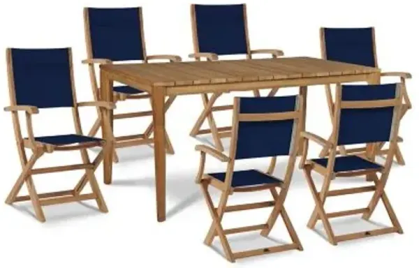 Del Ray 7-Piece Rectangular Teak Outdoor Dining Set