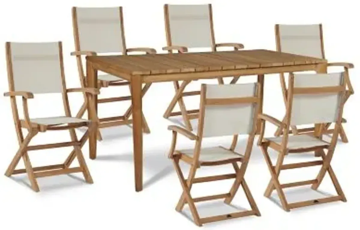 Del Ray 7-Piece Rectangular Teak Outdoor Dining Set