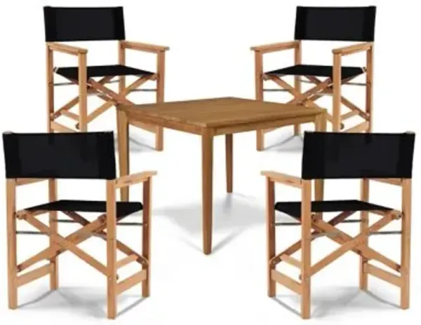 Del Ray 5-Piece Square Teak Outdoor Dining Set