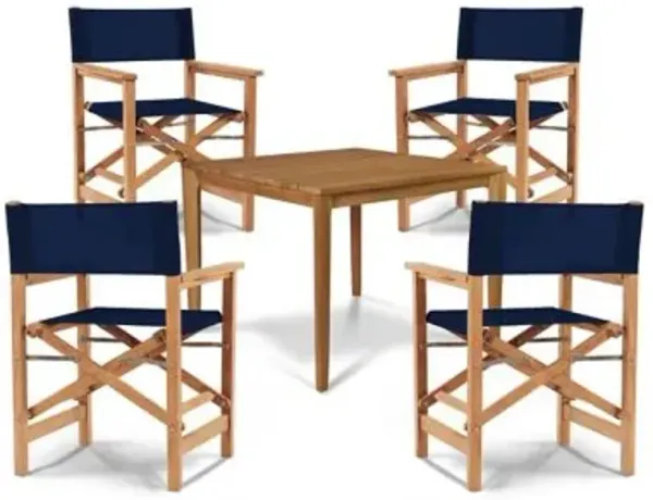 Del Ray 5-Piece Square Teak Outdoor Dining Set