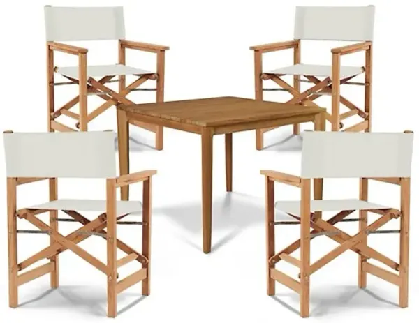 Del Ray 5-Piece Square Teak Outdoor Dining Set