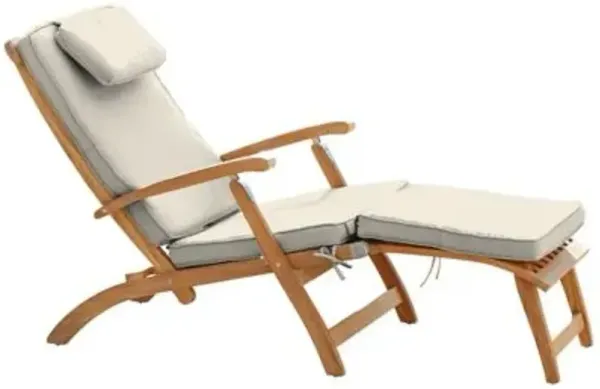 Steamer Teak Outdoor Folding Lounge Chair with Cushions