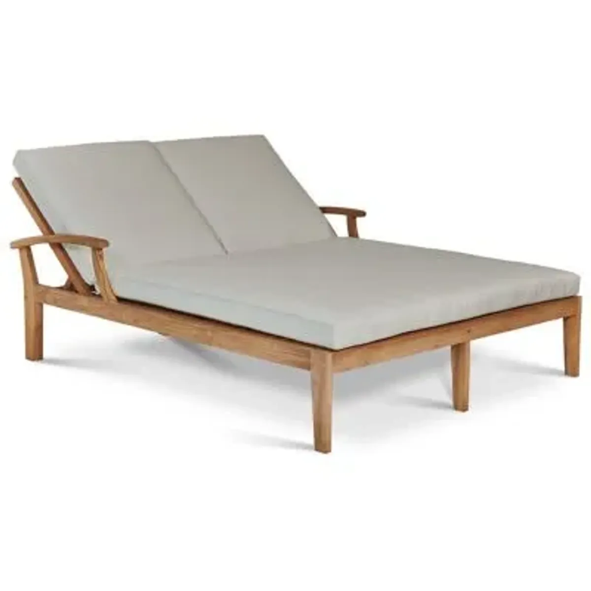 Delano Outdoor Teak Double Reclining Sunlounger with Cushions