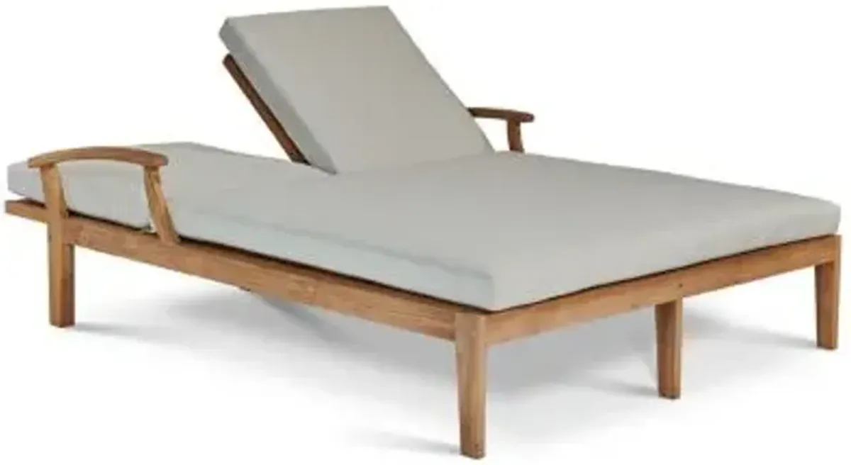 Delano Outdoor Teak Double Reclining Sunlounger with Cushions