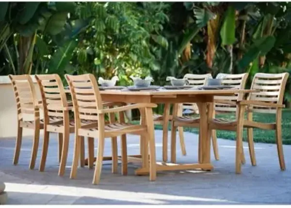 Birmingham 5-Piece Family Outdoor Dining Set with Extension Table and Stacking Chairs