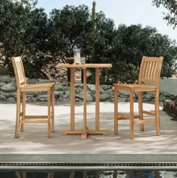 Oasis 3-Piece Teak Square Bar Height Outdoor Dining Set