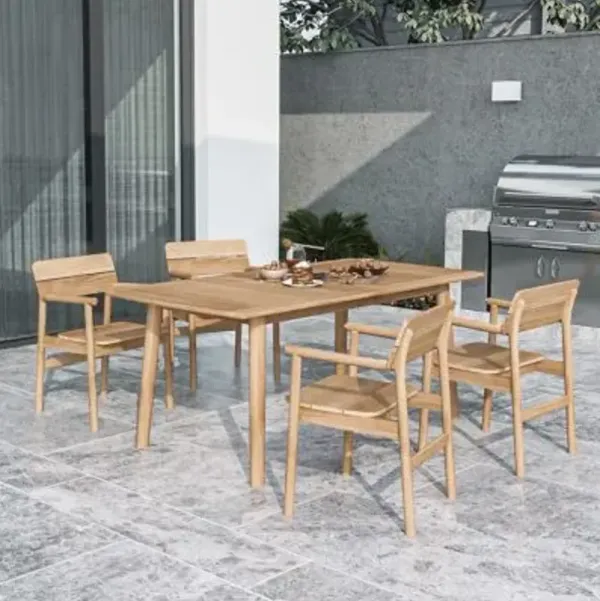 Modurn 5-Piece Rectangular Teak Outdoor Dining Set