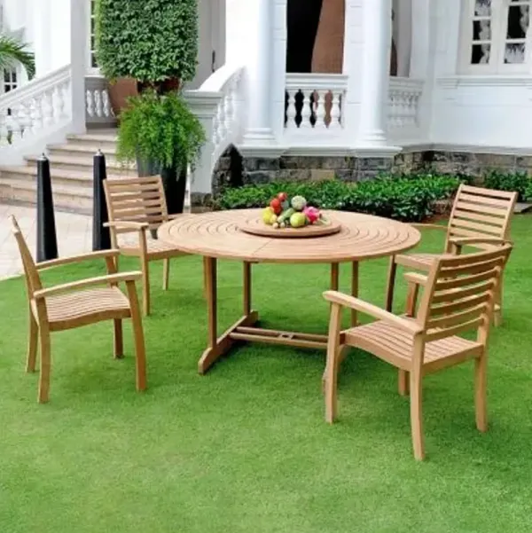 Royal 5-Piece Round Teak Outdoor Dining Set