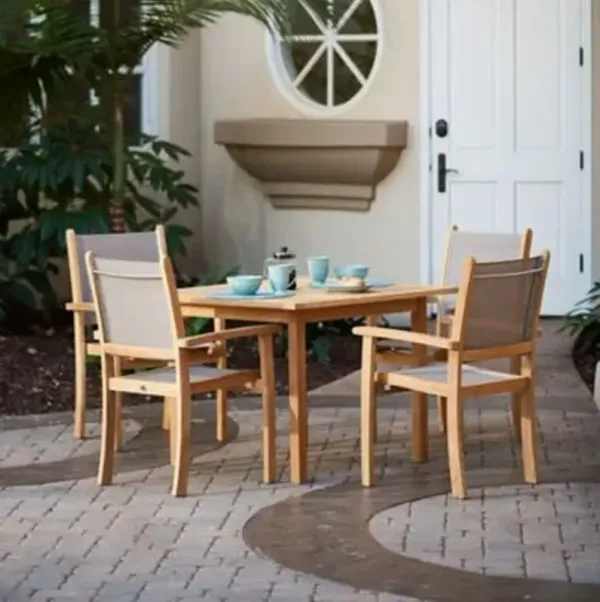 Pearl 5-Piece Teak Square Table Outdoor Dining Set
