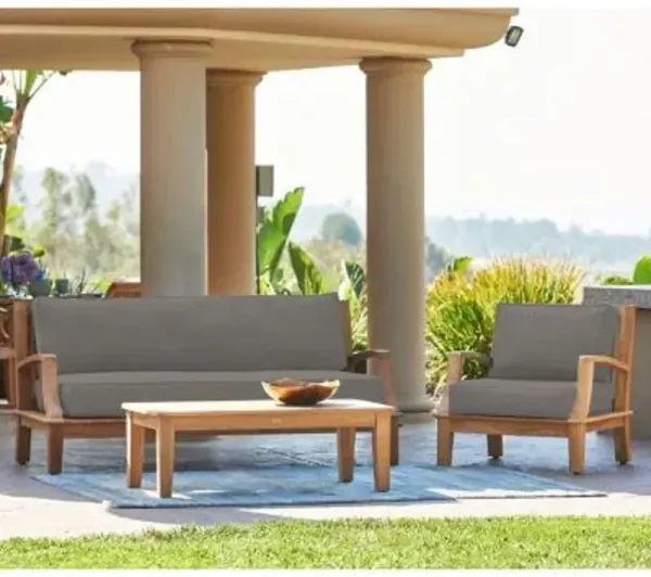 Grande 4-Piece Teak Outdoor Patio Deep Seating Set