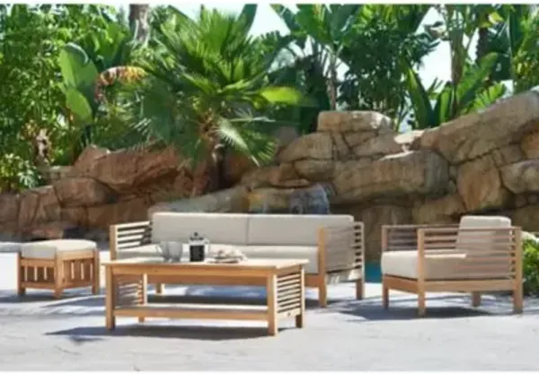Summer Teak Outdoor Lounge Chair and Ottoman Set