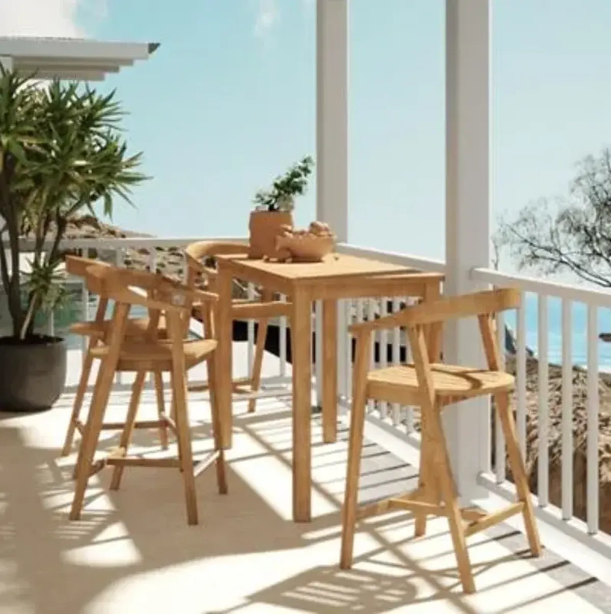 La Costa 5-Piece Teak Outdoor Counter Height Dining Set