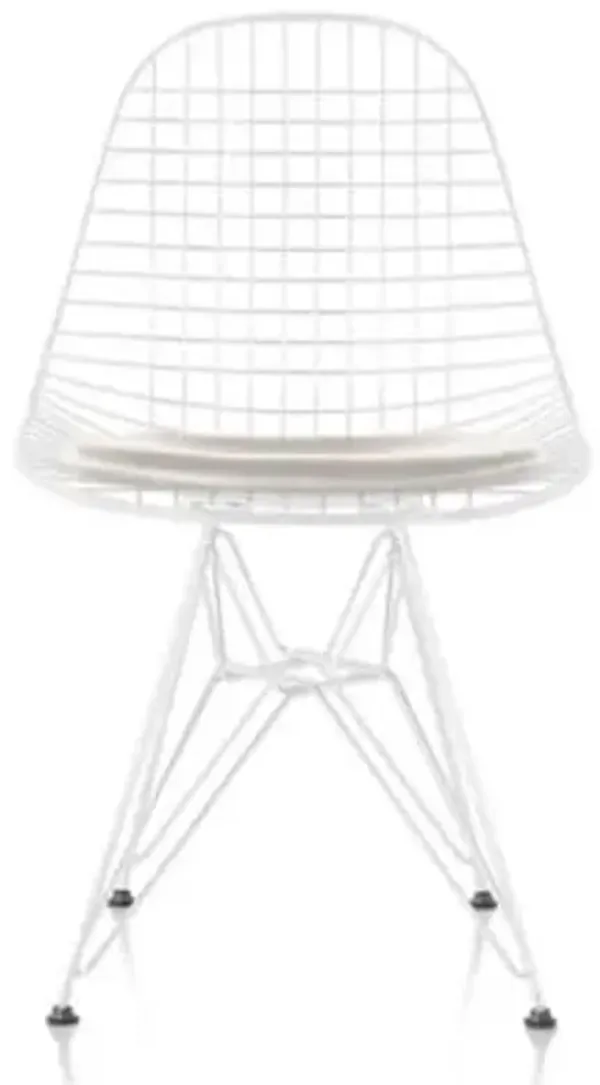 Eames Wire Chair with Leather Seat/Wire Back