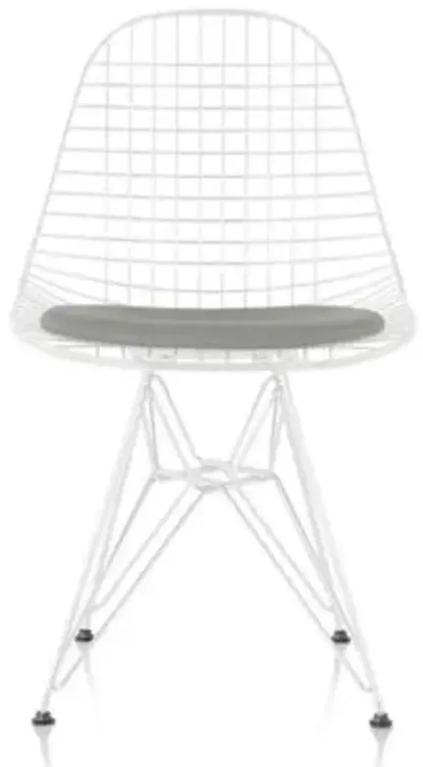 Eames Wire Chair with Leather Seat/Wire Back