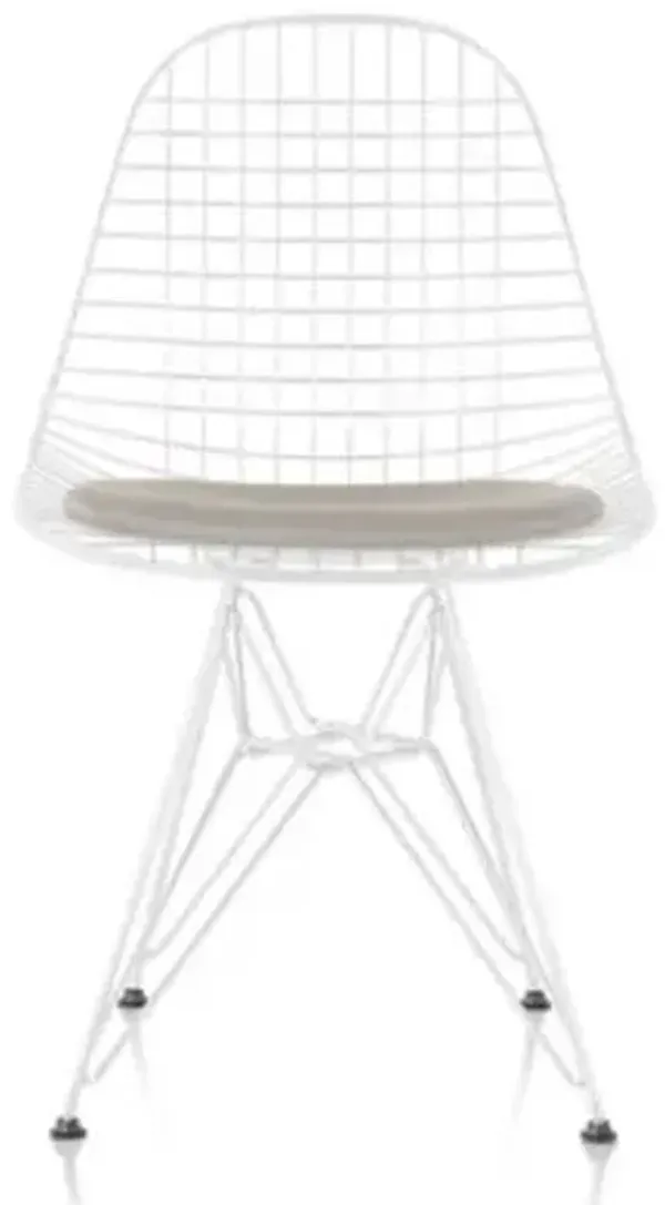Eames Wire Chair with Leather Seat/Wire Back