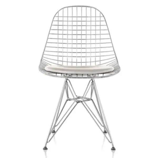 Eames Wire Chair with Leather Seat/Wire Back