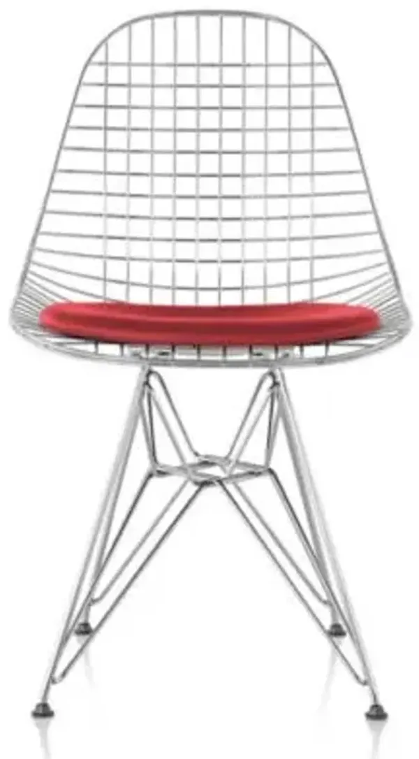 Eames Wire Chair with Leather Seat/Wire Back