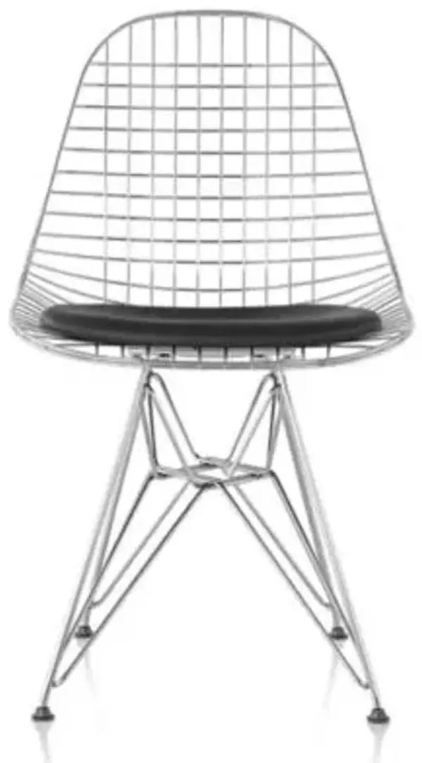 Eames Wire Chair with Leather Seat/Wire Back