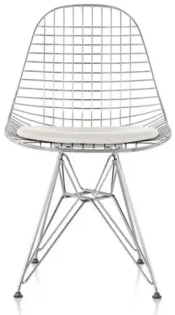 Eames Wire Chair with Leather Seat/Wire Back