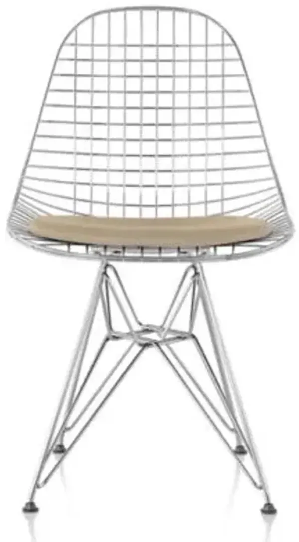 Eames Wire Chair with Leather Seat/Wire Back