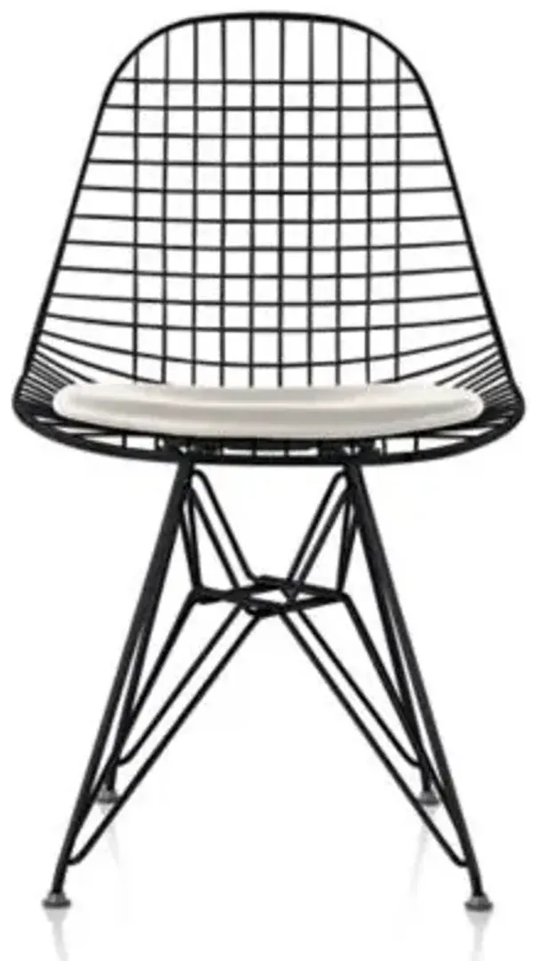 Eames Wire Chair with Leather Seat/Wire Back