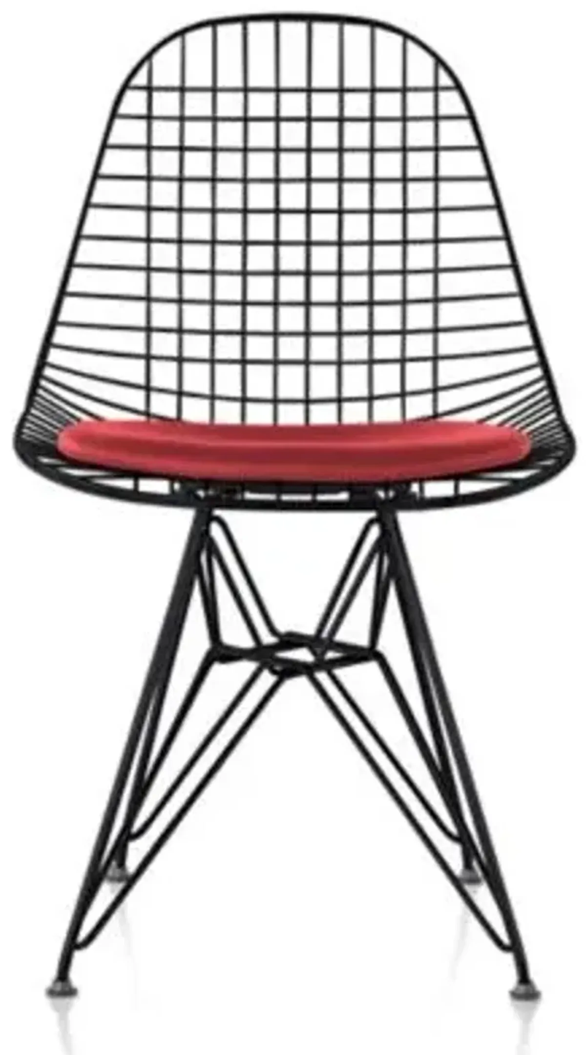 Eames Wire Chair with Leather Seat/Wire Back