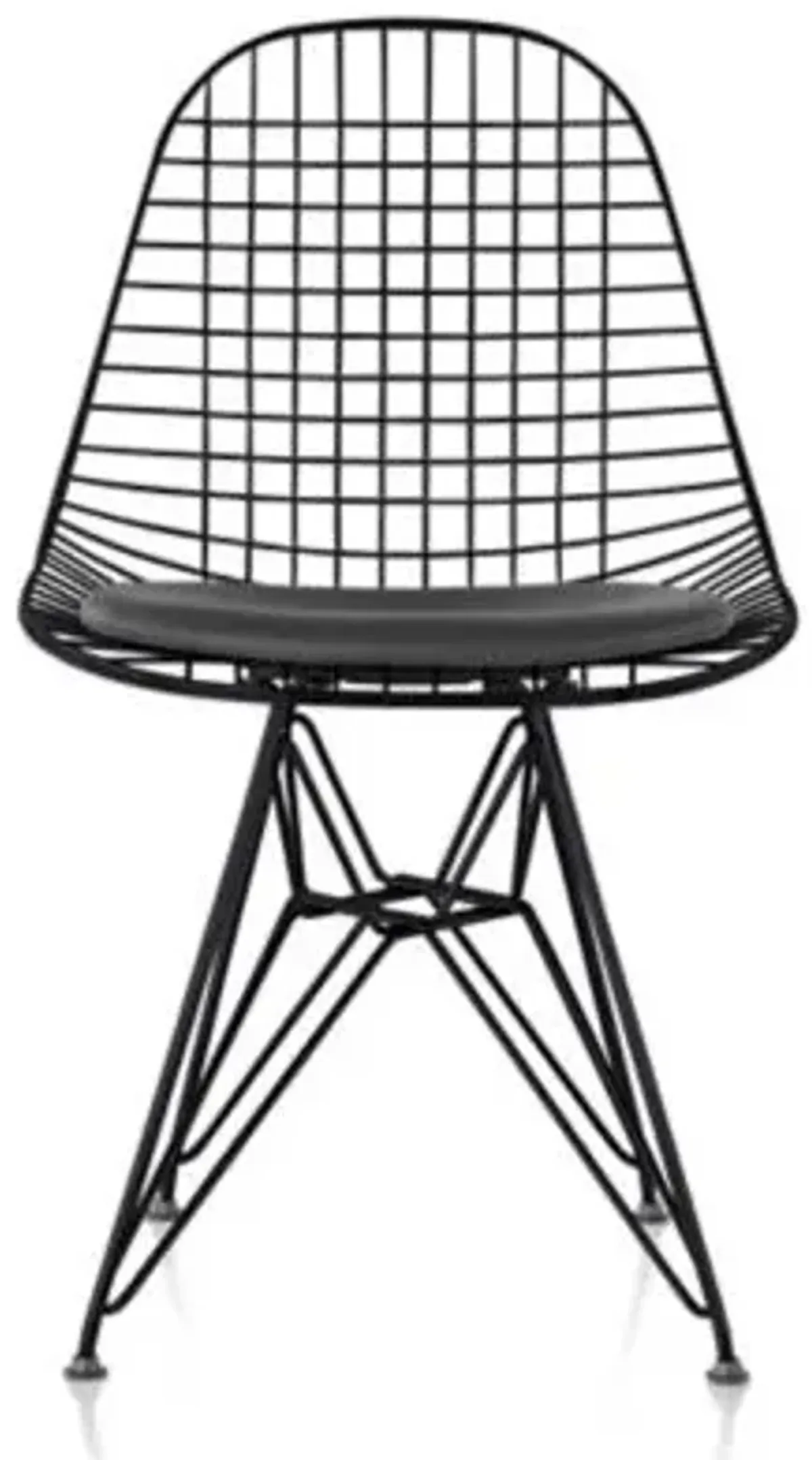 Eames Wire Chair with Leather Seat/Wire Back