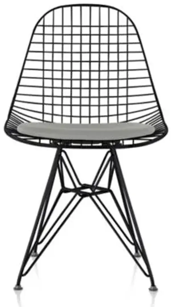 Eames Wire Chair with Leather Seat/Wire Back