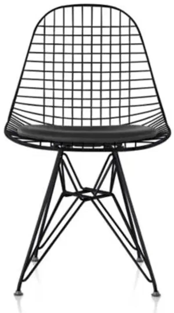 Eames Wire Chair with Leather Seat/Wire Back