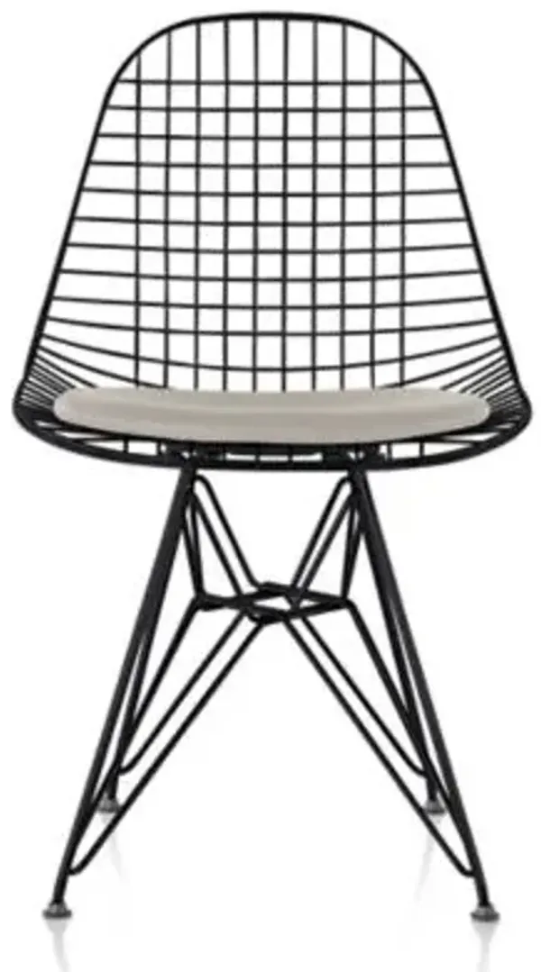 Eames Wire Chair with Leather Seat/Wire Back