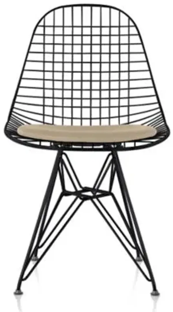 Eames Wire Chair with Leather Seat/Wire Back