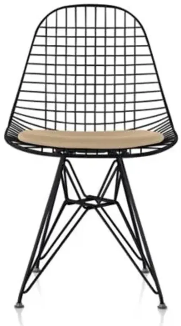 Eames Wire Chair with Leather Seat/Wire Back