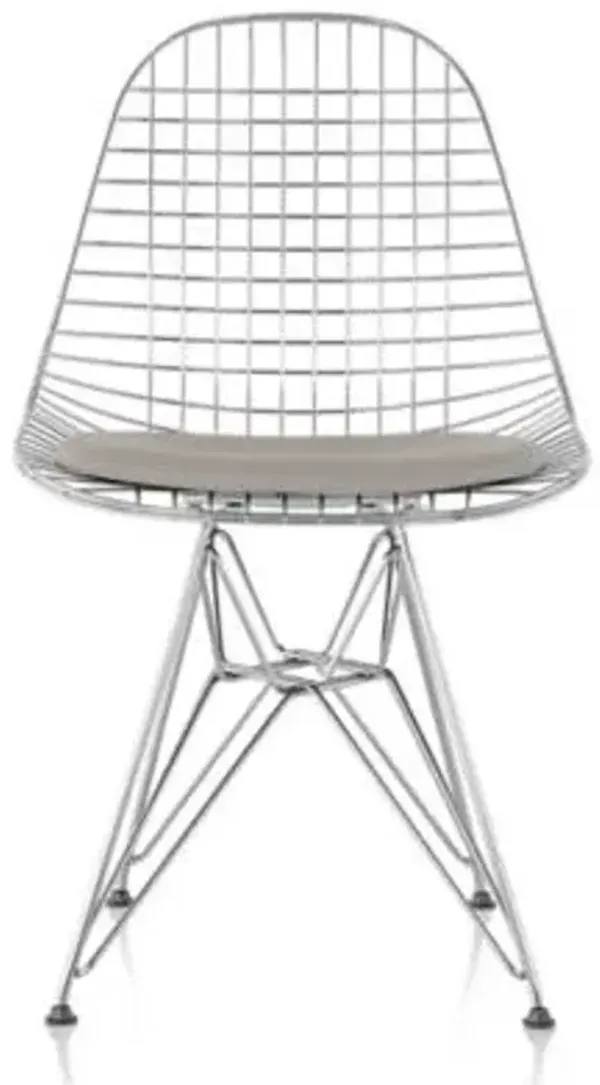 Eames Wire Chair with Leather Seat/Wire Back