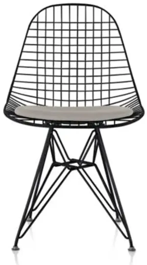 Eames Wire Chair with Leather Seat/Wire Back