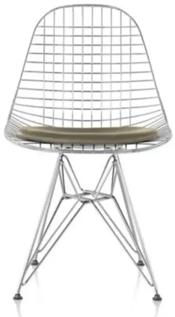 Eames Wire Chair with Leather Seat/Wire Back