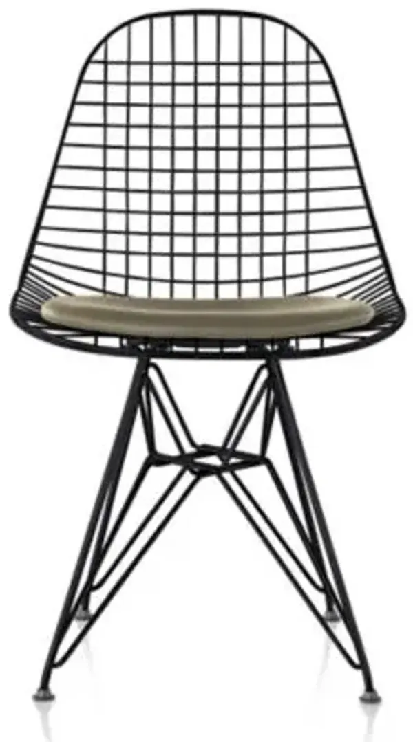 Eames Wire Chair with Leather Seat/Wire Back