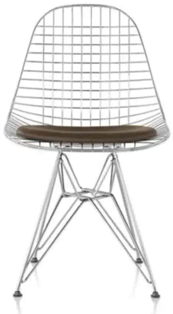 Eames Wire Chair with Leather Seat/Wire Back