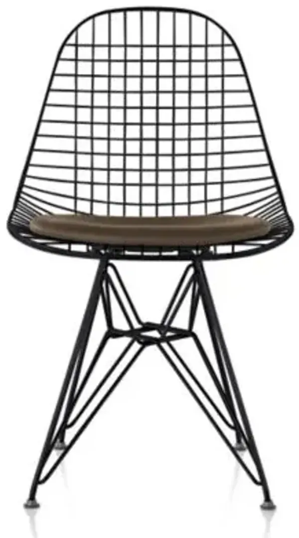 Eames Wire Chair with Leather Seat/Wire Back