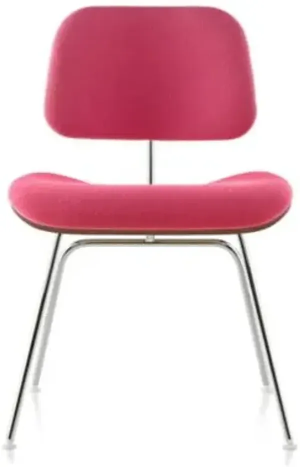 Eames Molded Plywood Dining Chair with Metal Legs, Upholstered