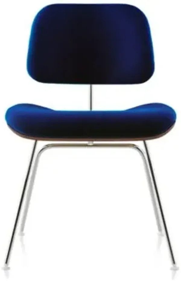 Eames Molded Plywood Dining Chair with Metal Legs, Upholstered