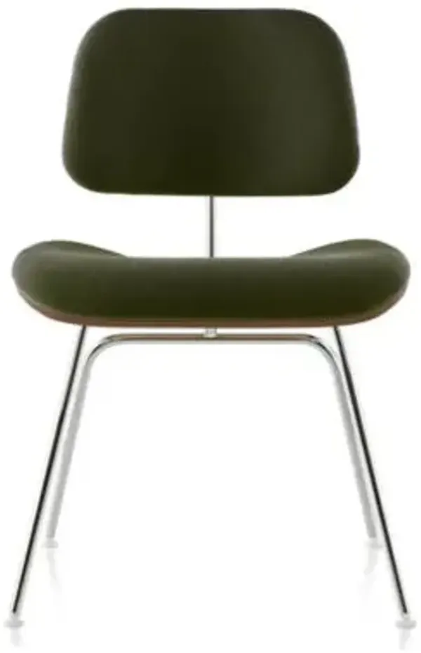 Eames Molded Plywood Dining Chair with Metal Legs, Upholstered
