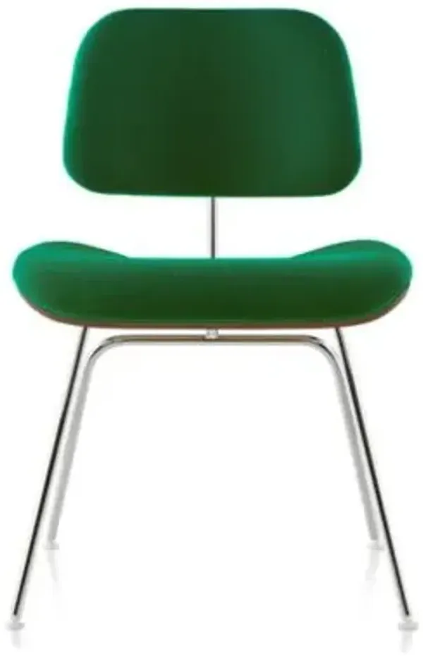 Eames Molded Plywood Dining Chair with Metal Legs, Upholstered