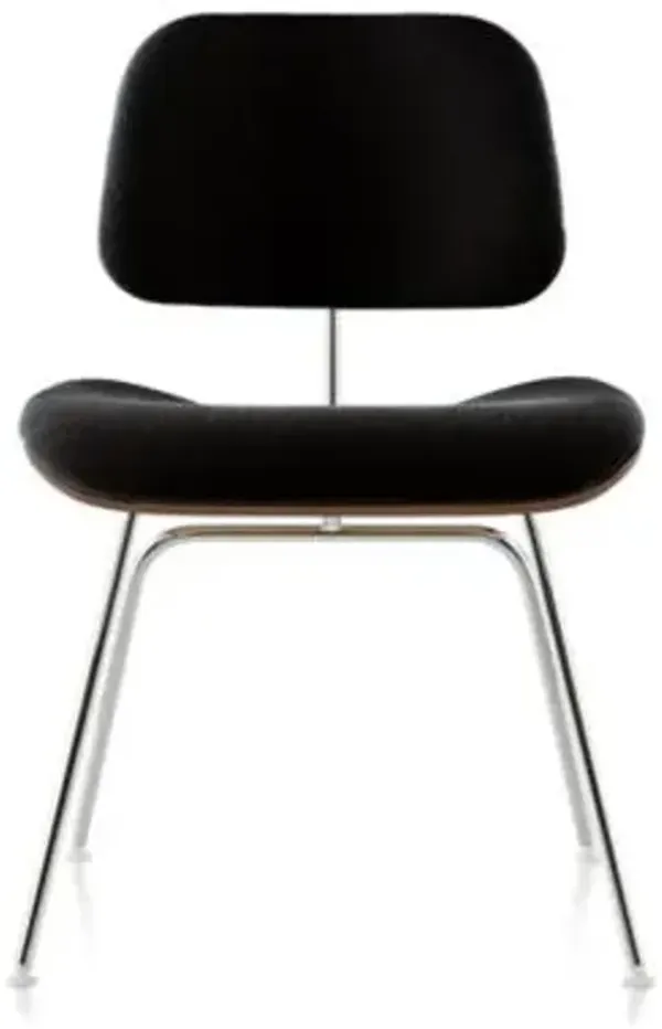Eames Molded Plywood Dining Chair with Metal Legs, Upholstered