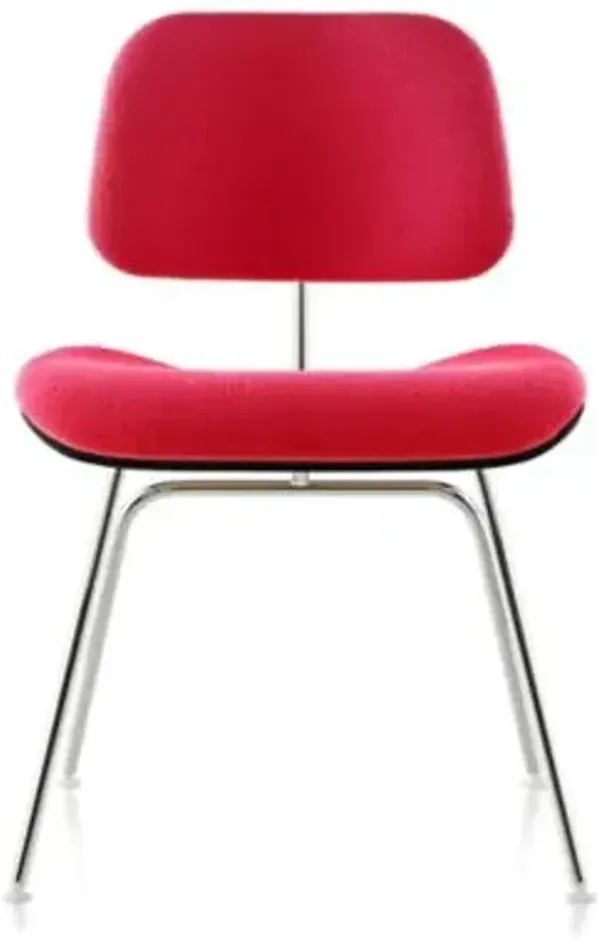 Eames Molded Plywood Dining Chair with Metal Legs, Upholstered
