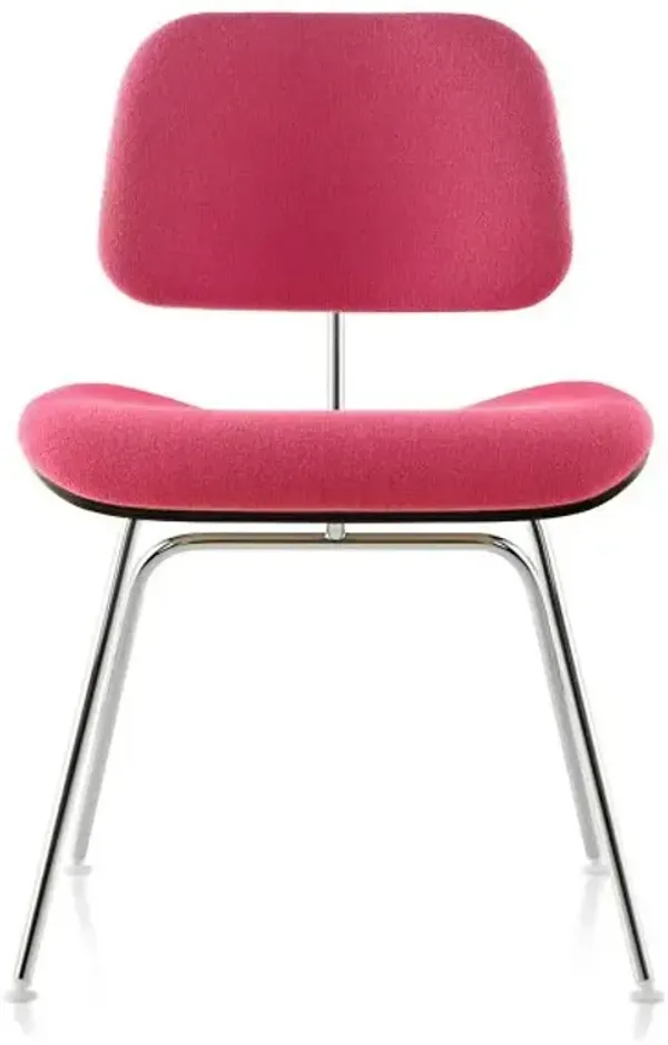 Eames Molded Plywood Dining Chair with Metal Legs, Upholstered
