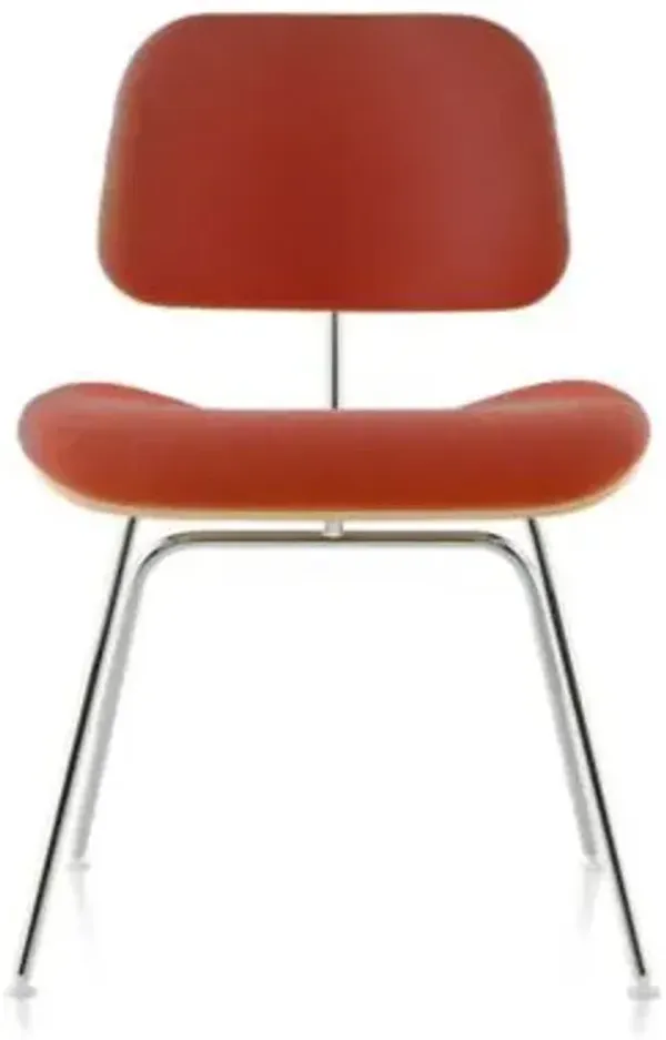 Eames Molded Plywood Dining Chair with Metal Legs, Upholstered