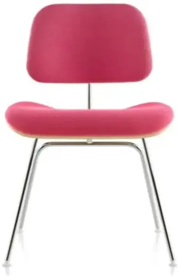 Eames Molded Plywood Dining Chair with Metal Legs, Upholstered