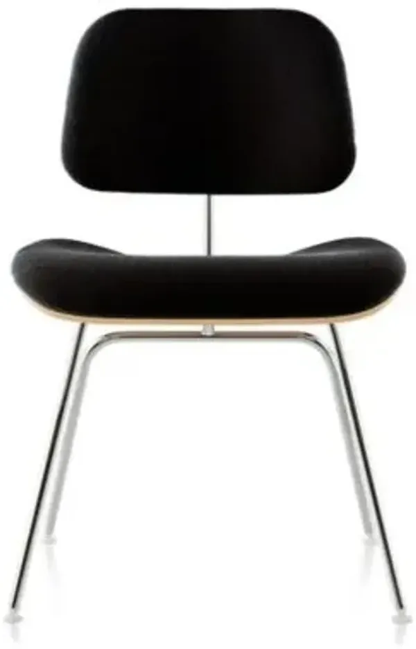 Eames Molded Plywood Dining Chair with Metal Legs, Upholstered