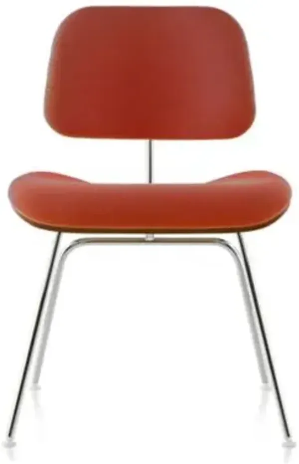 Eames Molded Plywood Dining Chair with Metal Legs, Upholstered